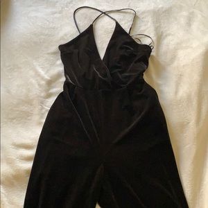 EXPRESS Black Velvet Jumpsuit